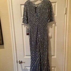 MARSONI women's blue and silver beaded gown. size 8